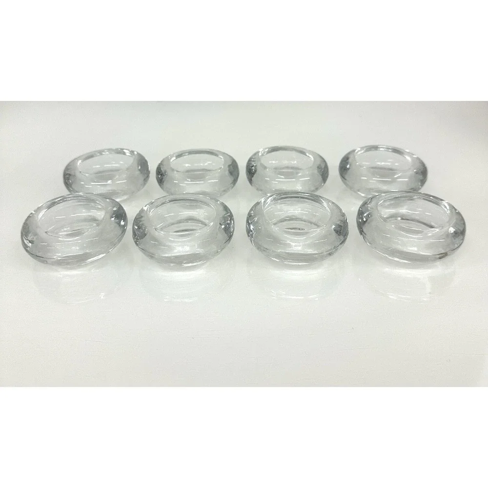 Heavy Glass Round Tea Light Candle Holders Mid Century Modern Art DECO Lot of 8